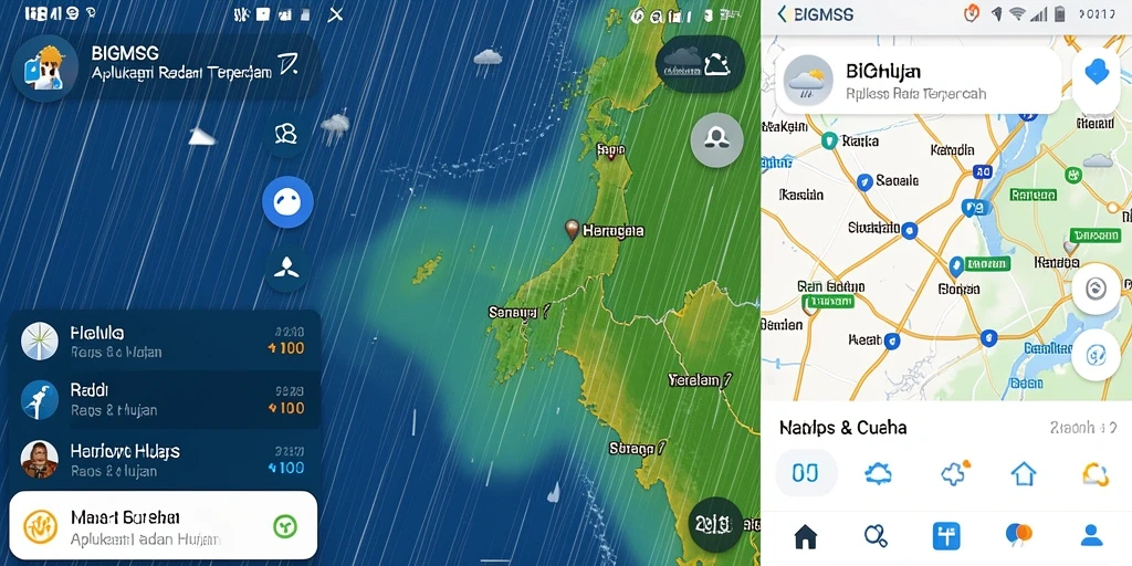 Tampilan antarmuka aplikasi Radar Hujan BIGMSG yang informatif.