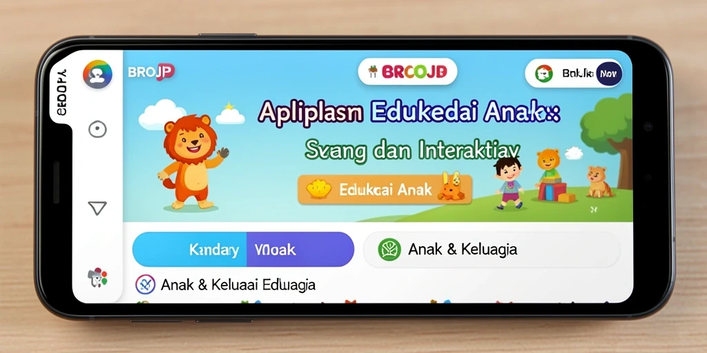 Tampilan antarmuka aplikasi BROJP yang menarik dan edukatif.