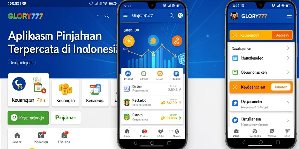 Tampilan antarmuka aplikasi GLORY777 dengan fitur pinjaman yang mudah digunakan.