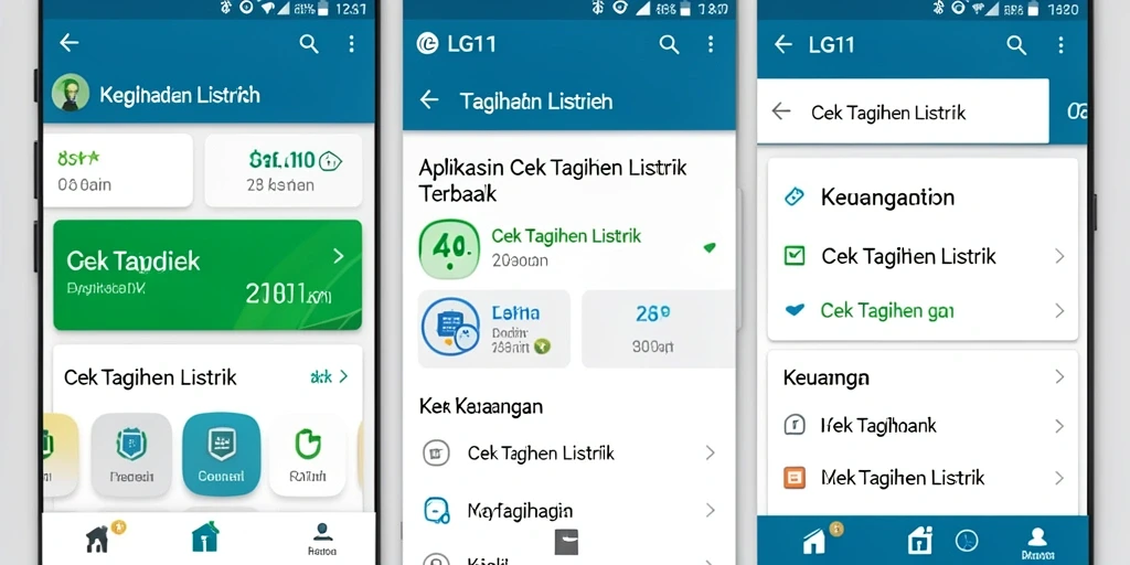 Antarmuka aplikasi LG111 untuk cek tagihan listrik.