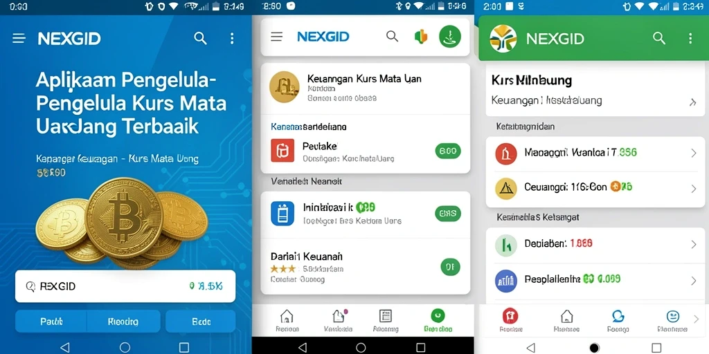 Tampilan antarmuka NEXGID dengan fitur Kurs Mata Uang.