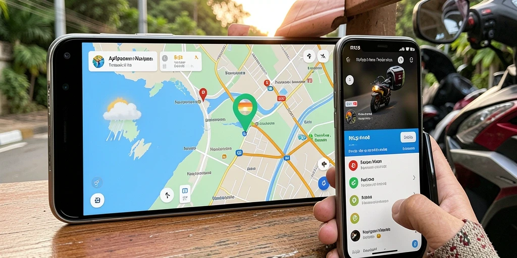 Antarmuka aplikasi RK55 dengan fitur navigasi motor yang jelas dan informatif.