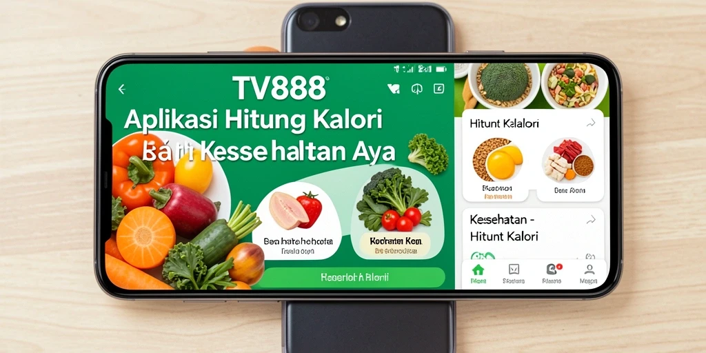 Antarmuka aplikasi TV888 untuk menghitung kalori makanan sehari-hari.