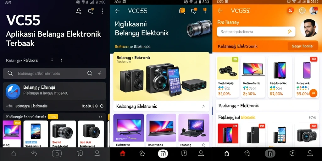 Antarmuka pengguna aplikasi VC55 yang menarik dan fungsional.