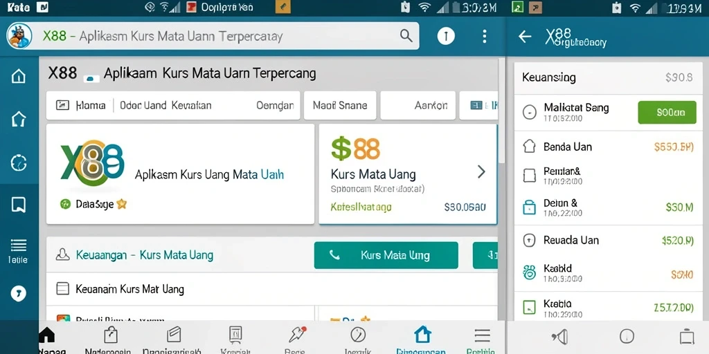 Tampilan antarmuka X88 memberikan informasi kurs mata uang yang jelas.